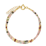 Pulseira de pedras colorida banhada a ouro com quartzo turquesa