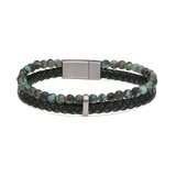 Pulseira masculina, Aço inoxidável, Peridoto de cultivo