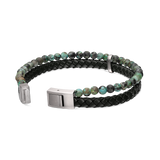 Pulseira masculina, Aço inoxidável, Peridoto de cultivo