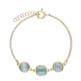 Pulseira delicada banhada a ouro com cristais azul céu