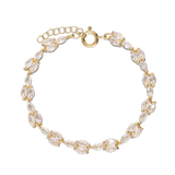 Pulseira banhada a ouro com zircónias marquise transparentes