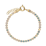 Pulseira de ténis banhada a ouro com vidro cristal colorido