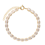 Pulseira de ténis banhada a ouro com zircónias ovais
