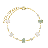 Pulseira de corrente, Banhado a Ouro, Zircónia de cultivo, Vidro cristal