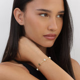 Pulseira de corrente, Banhado a Ouro, Zircónia de cultivo, Vidro cristal