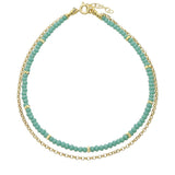 Pulseira dupla para tornozelo banhada a ouro com cristais azul céu