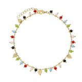 Pulseira para tornozelo, Banhado a Ouro, Vidro cristal