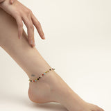 Pulseira para tornozelo, Banhado a Ouro, Vidro cristal