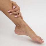 Pulseira para tornozelo banhada a ouro