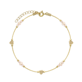 Pulseira para Tornozelo, Banhado a Ouro, Vidro cristal