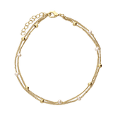 Pulseira para tornozelo banhada a ouro com pérola branca