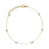 Pulseira para Tornozelo, Aço inoxidável em banho de ouro cerca de 1 mícron, Ágata de cultivo