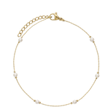 Pulseira para Tornozelo, Aço inoxidável em banho de ouro cerca de 1 mícron, Madrepérola de cultivo
