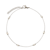 Pulseira para tornozelo em aço inoxidável com madrepérola