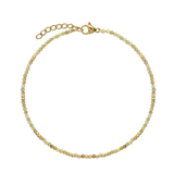 Pulseira para tornozelo em aço inoxidável e banhada a ouro com granada verde