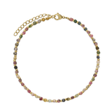 Pulseira para tornozelo em aço inoxidável e banhado a ouro com quartzo turquesa