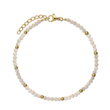 Pulseira para Tornozelo, Aço inoxidável em banho de ouro cerca de 1 mícron, Quartzo de cultivo