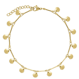 Pulseira para tornozelo concha em aço inoxidável e banhada a ouro