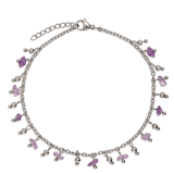 Pulseira para Tornozelo, Aço inoxidável, Ametista de cultivo