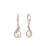Pendentes em prata 925 com zircónia e pérola