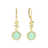 Pendentes banhados a ouro com vidro cristal verde