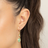 Pendentes banhados a ouro com vidro cristal verde
