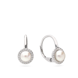 Pendentes em prata 925 com zircónia e pérola