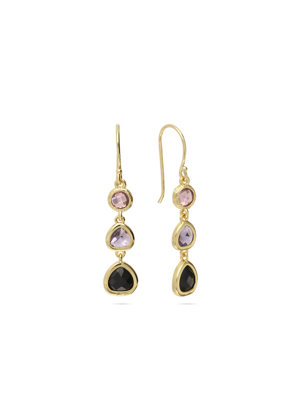 Pendentes banhados a ouro com vidro cristal