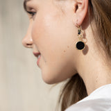 Pendentes banhados a ouro com ágata preta