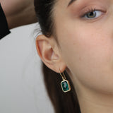 Pendentes banhados a ouro com vidro cristal verde