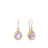 Pendentes banhados a ouro com zircónia e vidro cristal violeta
