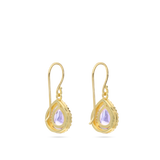 Pendentes banhados a ouro com zircónia e vidro cristal violeta
