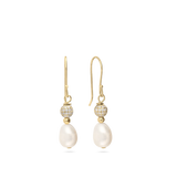 Pendentes banhados a ouro com zircónia e pérola