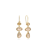 Pendentes banhados a ouro com vidro cristal castanho