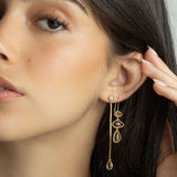 Pendentes banhados a ouro com vidro cristal castanho