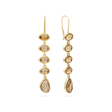 Pendentes banhados a ouro com vidro cristal castanho