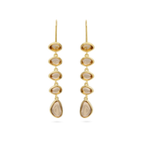 Pendentes banhados a ouro com vidro cristal castanho