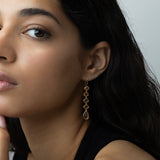 Pendentes banhados a ouro com vidro cristal castanho