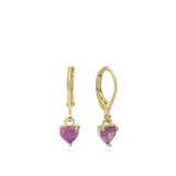 Pendentes banhados a ouro com coração e cristais violeta