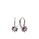 Pendentes flor em prata 925 com zircónia