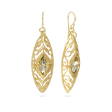 Pendentes banhados a ouro com cristais cinzentos