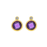 Brincos de placa banhados a ouro com zircónias e ametista violeta