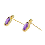 Brincos de placa banhados a ouro com zircónias e ametista violeta