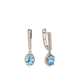 Pendentes em prata 925 com zircónia e cristal swarovski azul