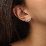 Brincos de placa, Prata de lei 925, Zircónia de cultivo