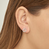 Brincos de placa círculo em prata 925 com zircónias