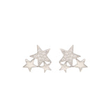 Brincos de placa em prata 925 com zircónia e estrelas