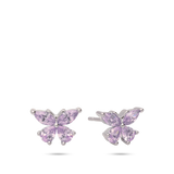 Brincos de placa borboleta violeta em prata 925 com zircónia