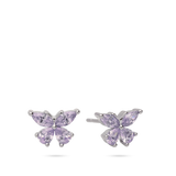 Brincos de placa borboleta violeta em prata 925 com zircónia
