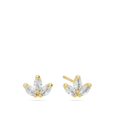 Brincos de placa, Ouro de 9 quilates, Zircónia de cultivo